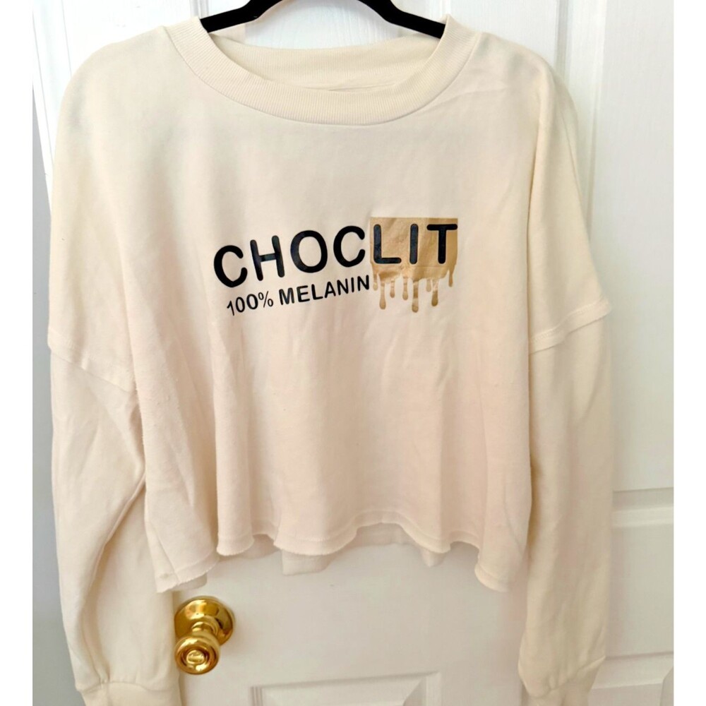 Black Girl Magic Melanin Graphic Crop Top Women's Large Chocolate Choc-Lit 100